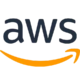 Logotipo da AWS exibindo as letras "a", "w" e "s" em fonte preta minúscula acima de uma seta curva laranja apontando para a direita, criada em forma de sorriso. O design é simples e moderno, representando a Amazon Web Services.