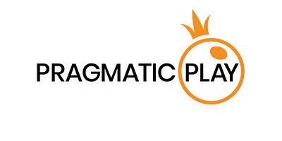 Logotipo da Pragmatic Play exibindo o nome da marca em texto preto e cinza com um desenho circular laranja à direita, contendo uma coroa e uma esfera estilizadas.