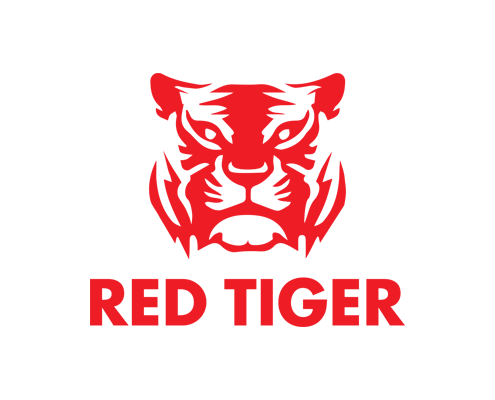 Logotipo da Red Tiger com o contorno de uma cabeça de tigre vermelho'com características faciais arrojadas, acima do texto "RED TIGER" em letras maiúsculas vermelhas. O design é simplista e arrojado, usando principalmente um esquema de cores vermelho.